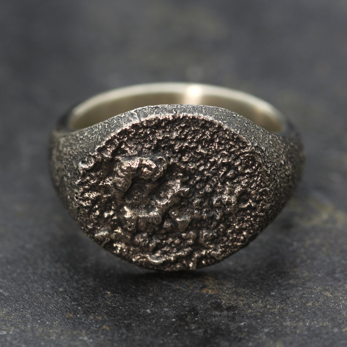PP Oval Textured Silver Signet Ring
