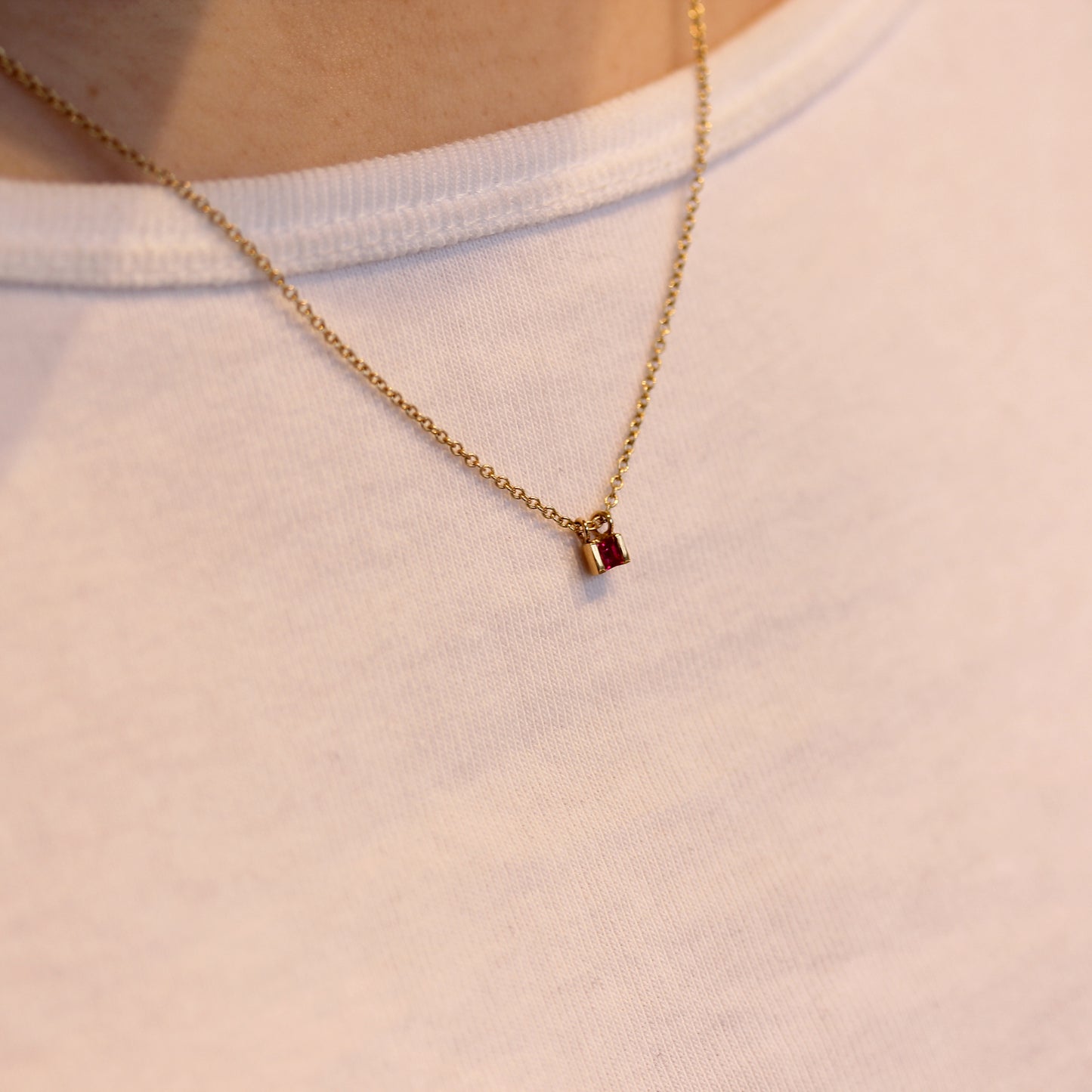 JS Ruby and 9ct Gold Mini Flute Pendant