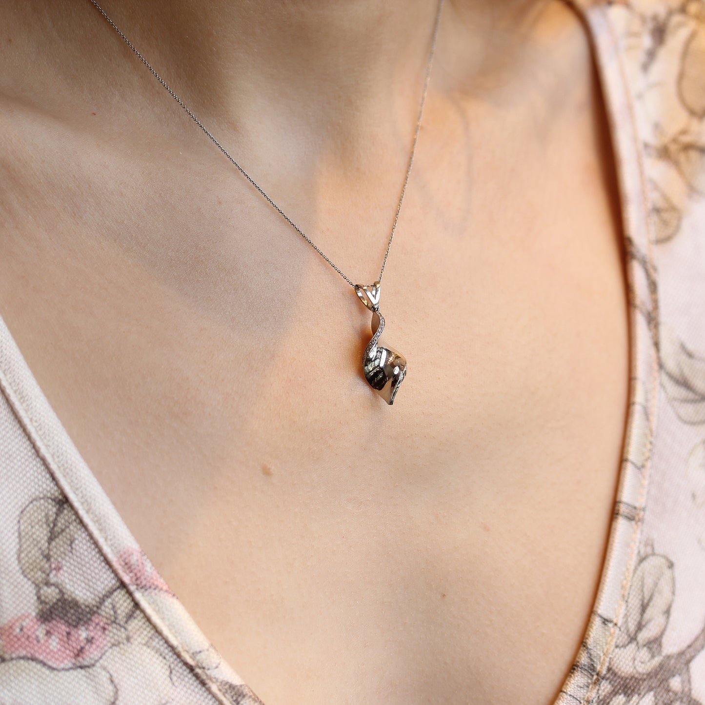 JS Platinum & Diamond Vesica Twist Pendant