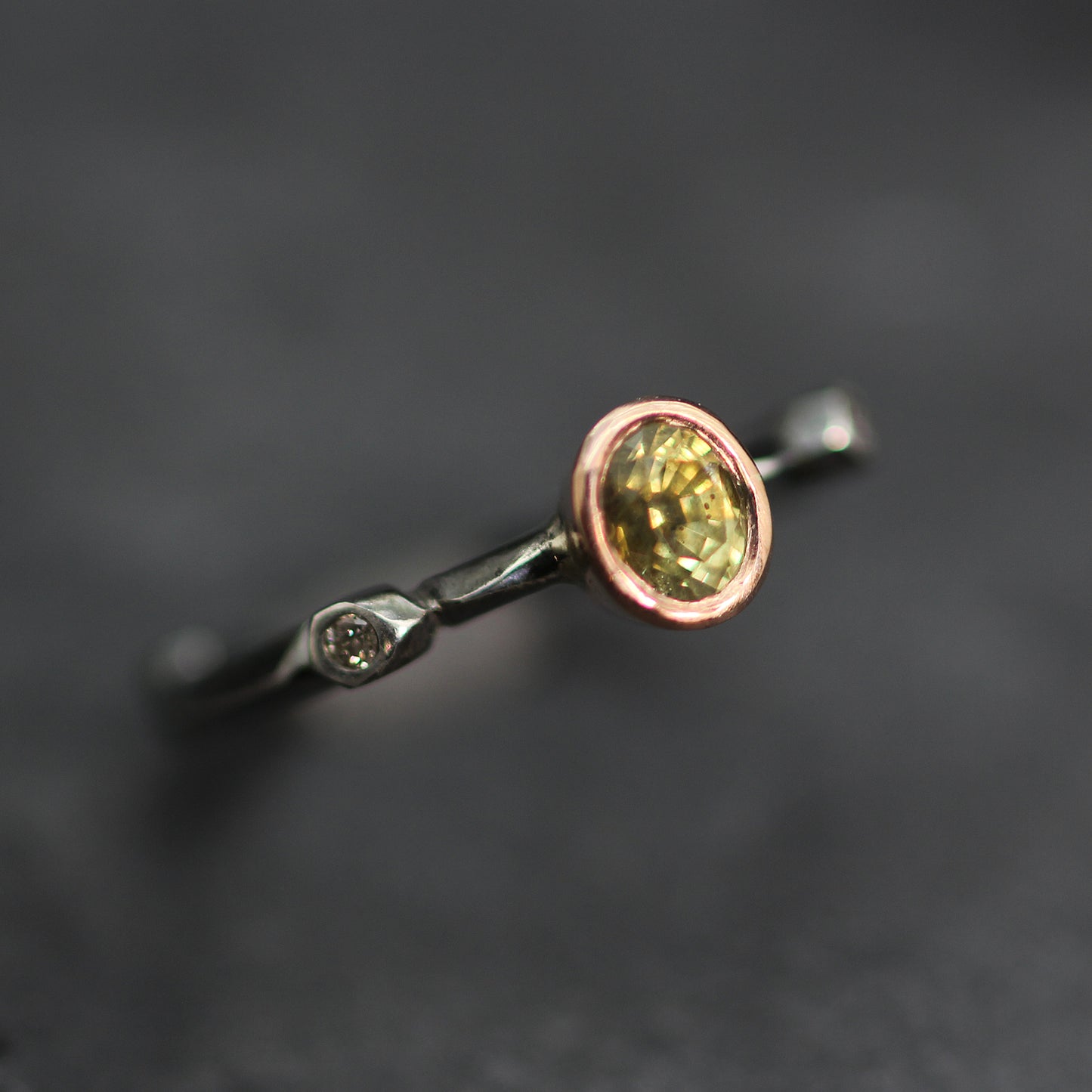 KS 9ct Rose Gold and Silver Sapphire and Diamond Ring