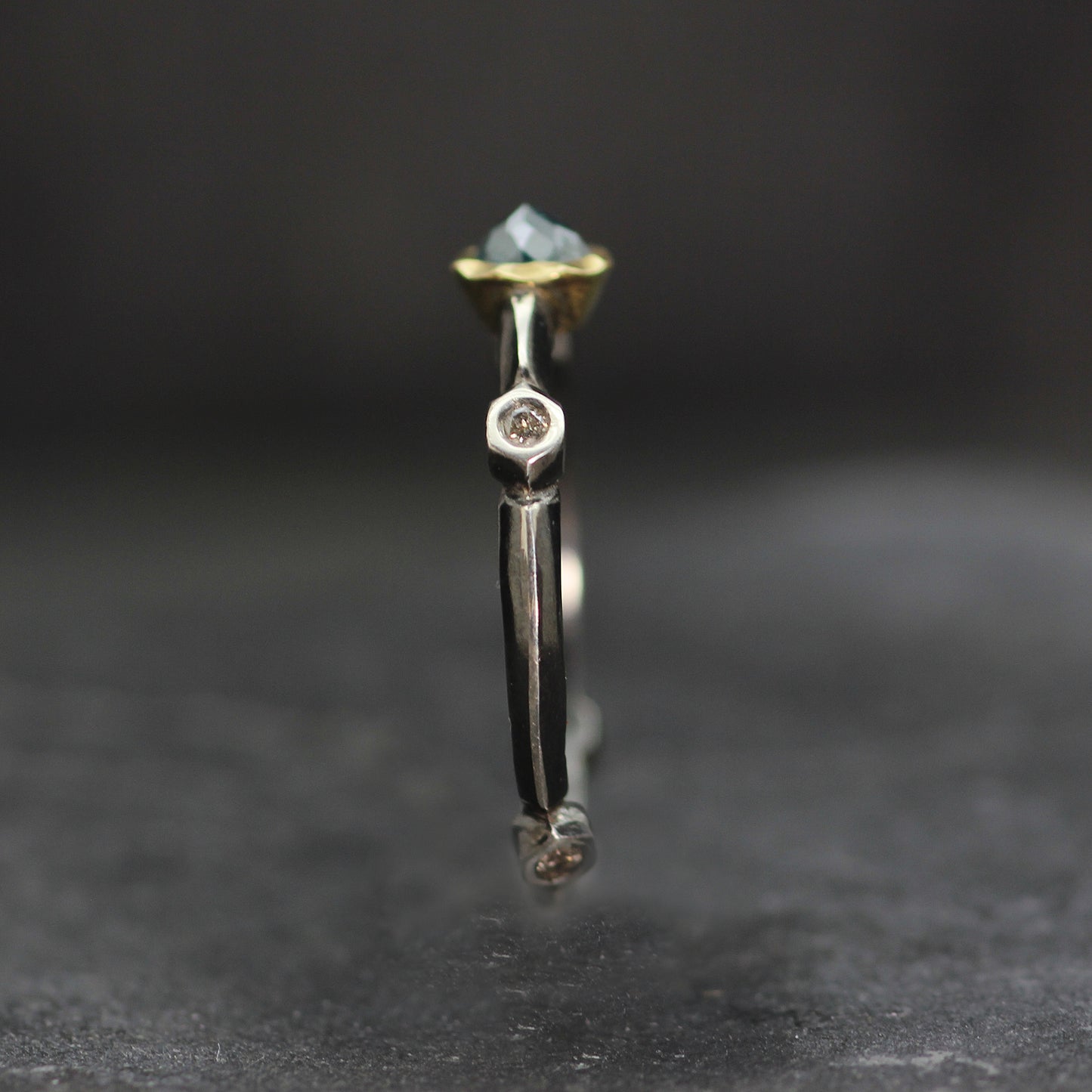 KS 9ct Gold, Silver and Diamond Ring