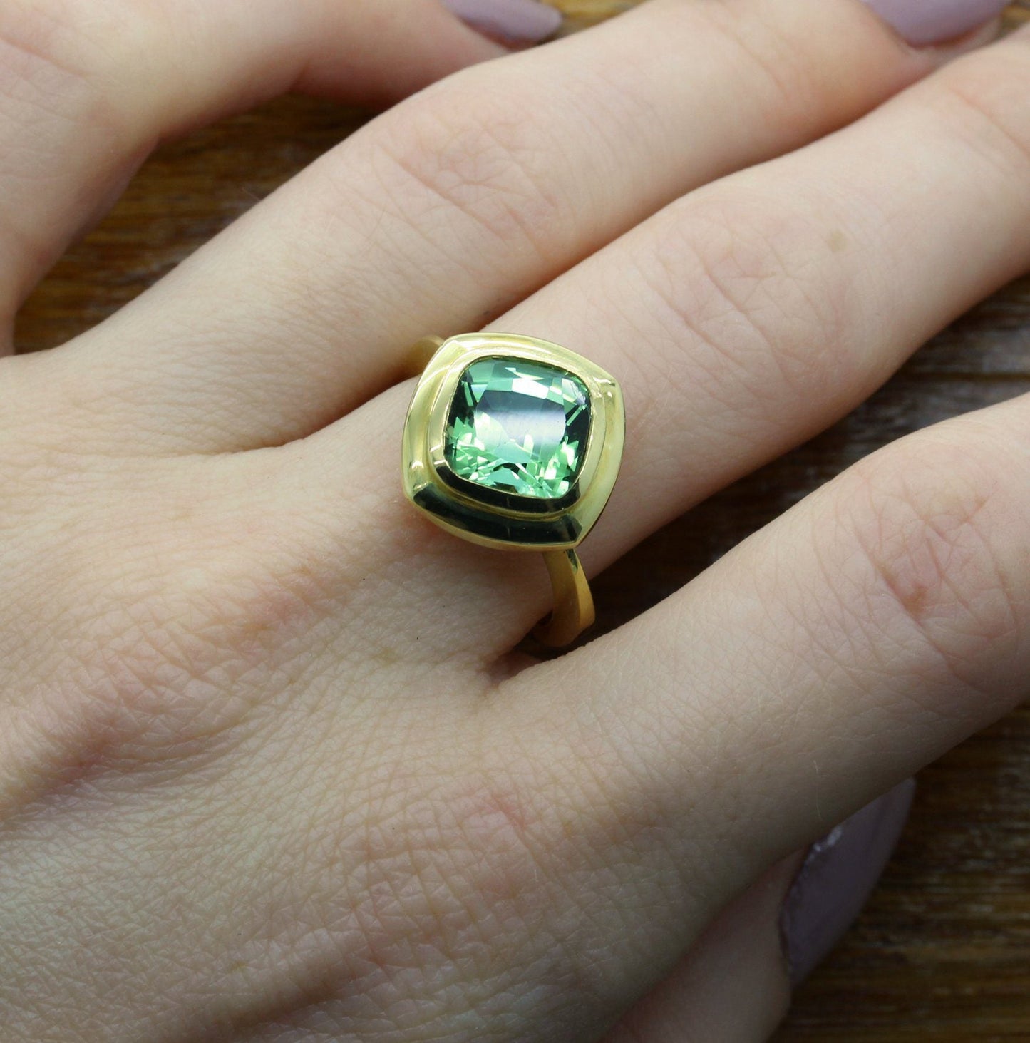 JS Yellow Gold & Tourmaline Crystalo Ring