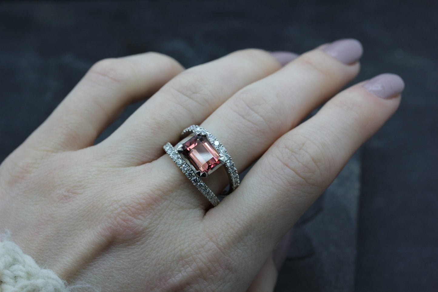 Katerina Platinum Peach Tourmaline Half ET