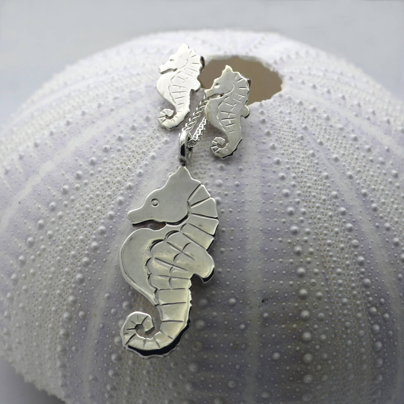 STERLING SILVER SEAHORSE STUD EARRINGS