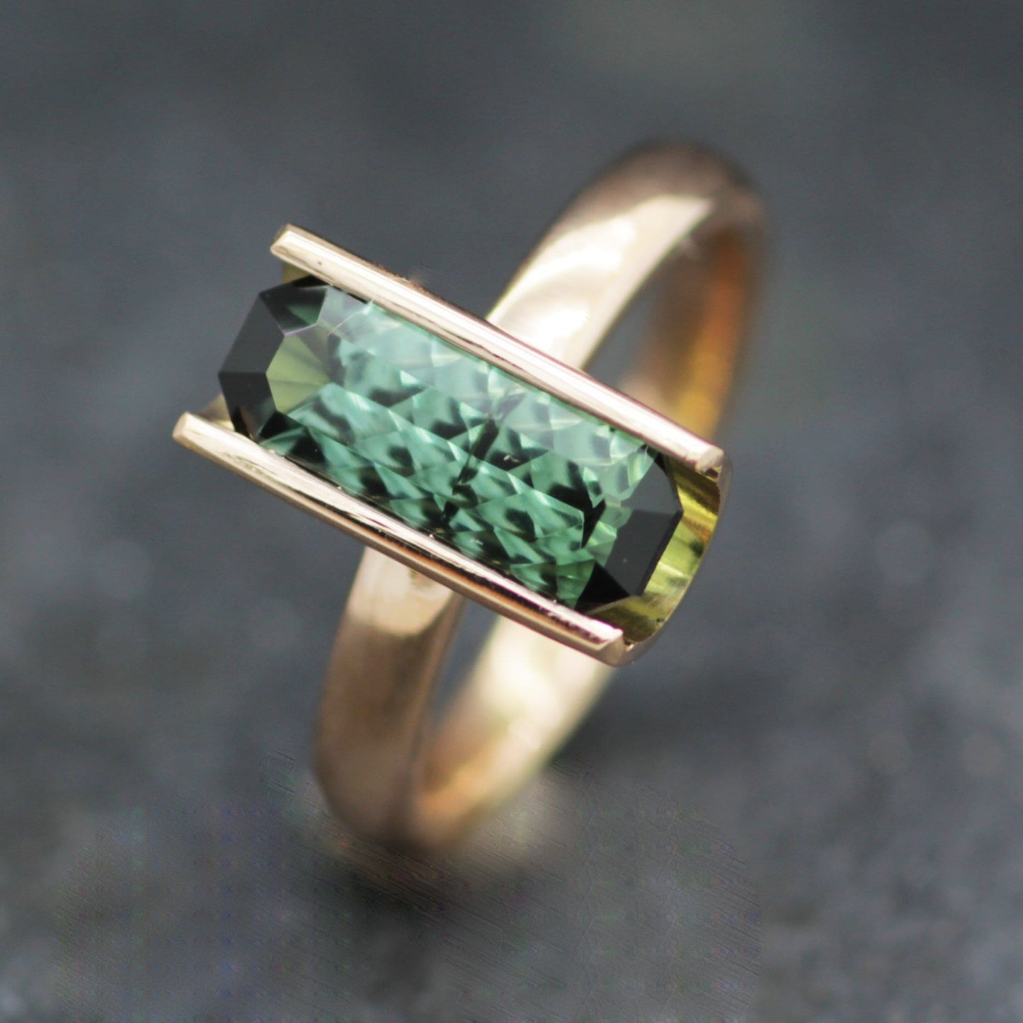 JS Tourmaline Rose Gold Flute Ring