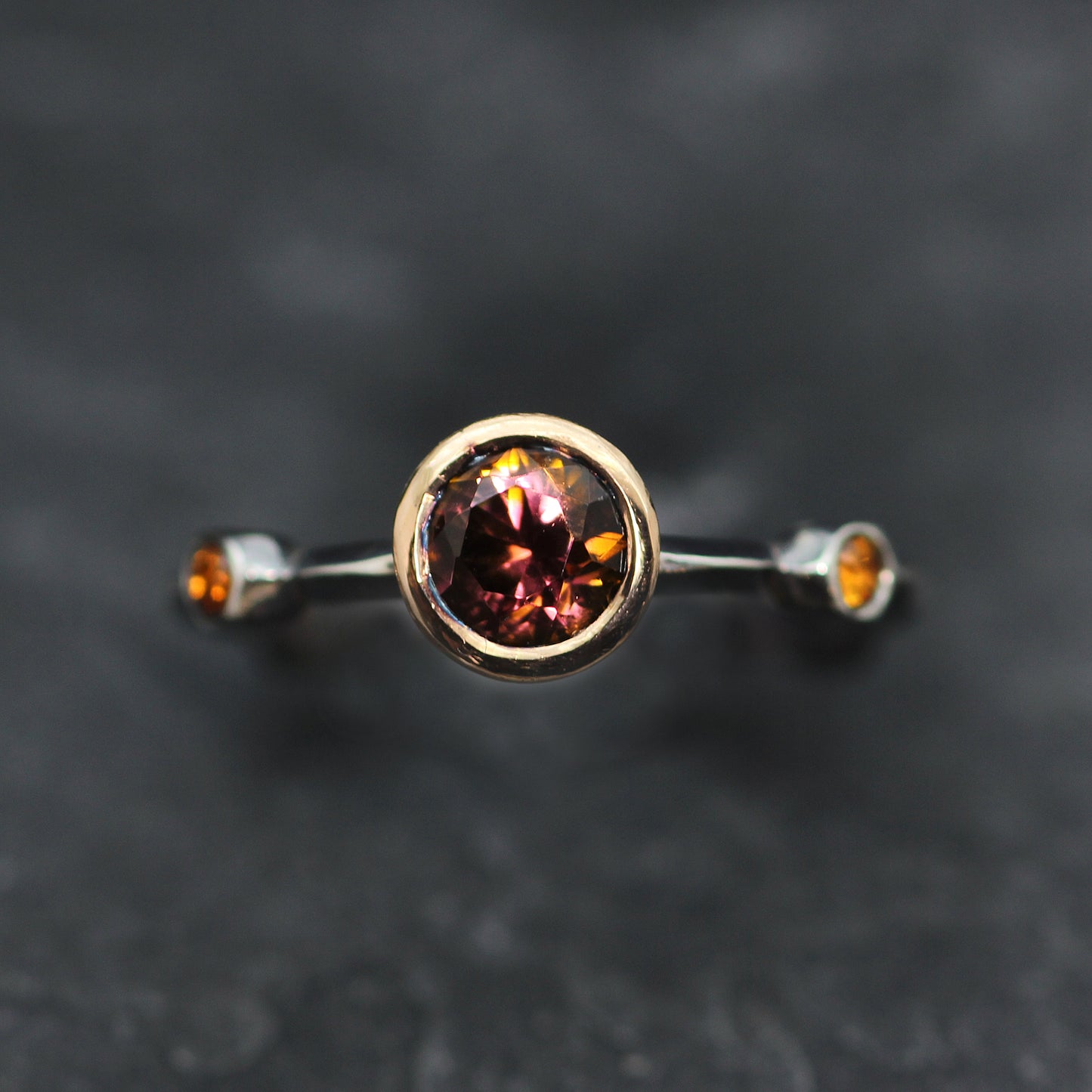 KS 18ct Rose Gold and Silver Tourmaline and Sapphire Ring