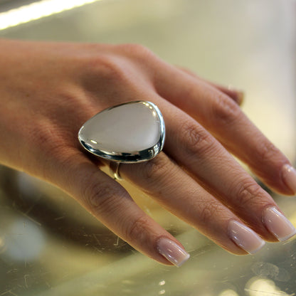 JS Midi Pebble Ring Large Silver