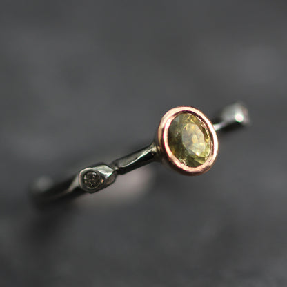 KS 9ct Rose Gold and Silver Sapphire and Diamond Ring