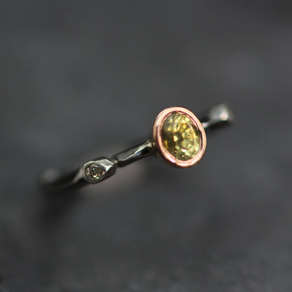 KS 9ct Rose Gold and Silver Sapphire and Diamond Ring