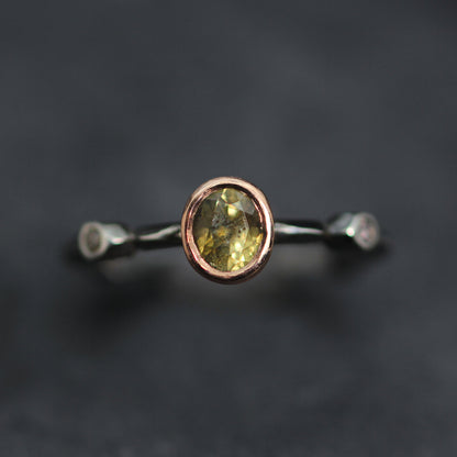KS 9ct Rose Gold and Silver Sapphire and Diamond Ring