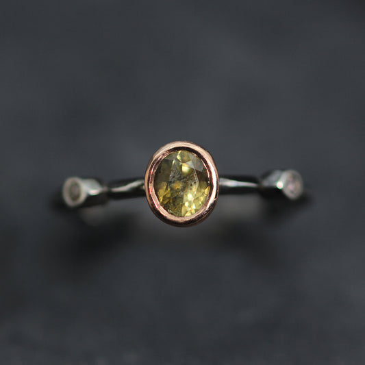 KS 9ct Rose Gold and Silver Sapphire and Diamond Ring