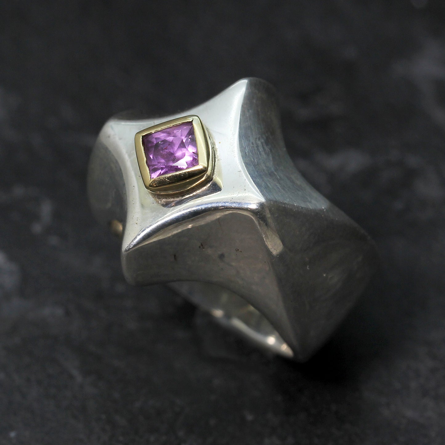 KS Pink Sapphire , 18ct Gold and Silver ring by Kismet & Slate