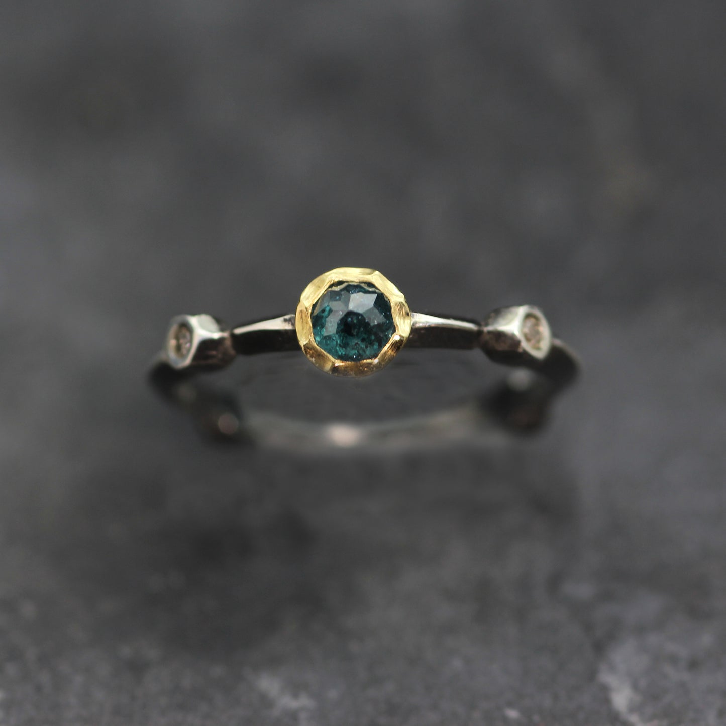 KS 9ct Gold, Silver and Diamond Ring