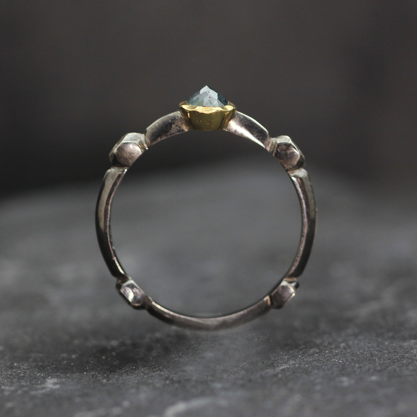 KS 9ct Gold, Silver and Diamond Ring