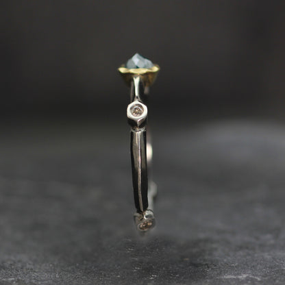 KS 9ct Gold, Silver and Diamond Ring
