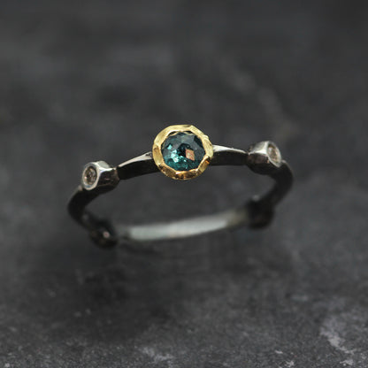 KS 9ct Gold, Silver and Diamond Ring