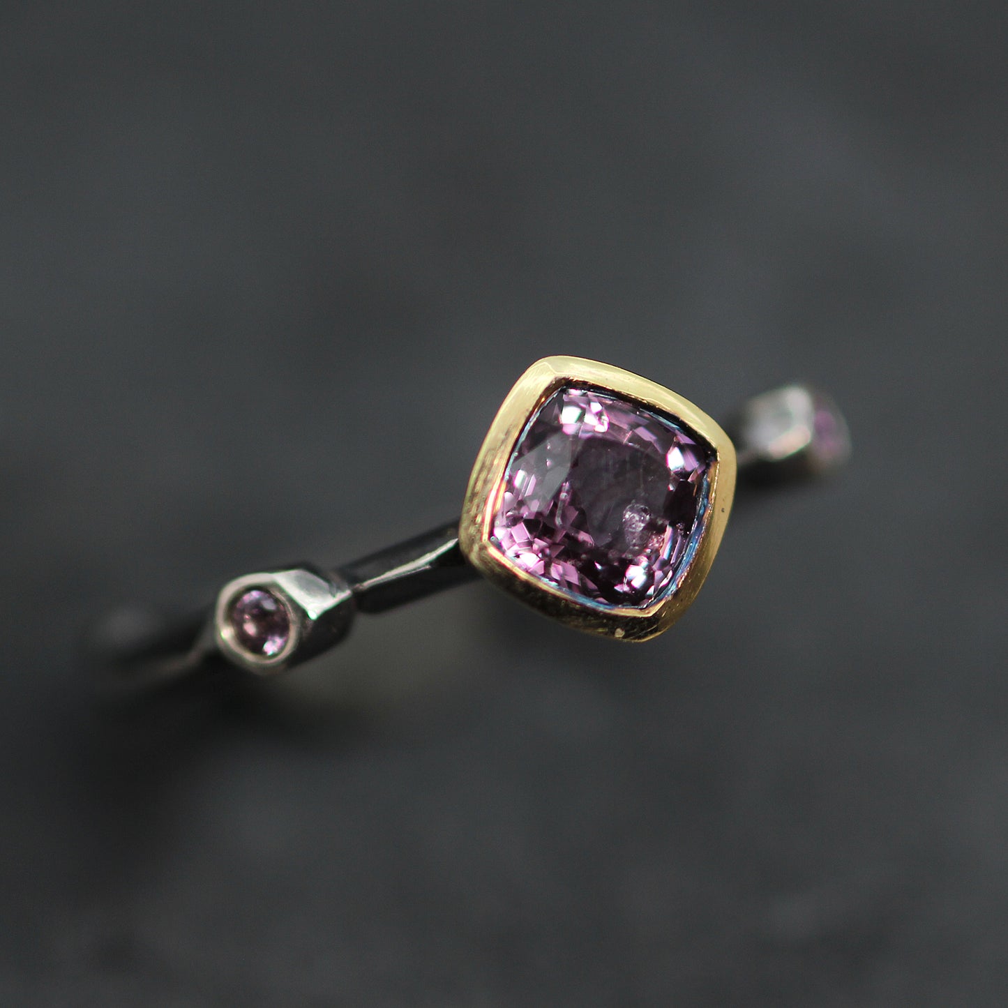 KS 18ct Gold, Silver, Spinel and Sapphire ring