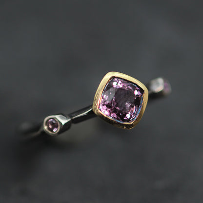 KS 18ct Gold, Silver, Spinel and Sapphire ring