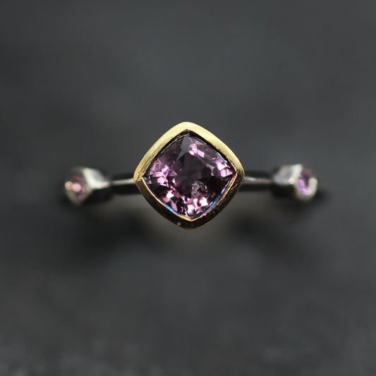 KS 18ct Gold, Silver, Spinel and Sapphire ring