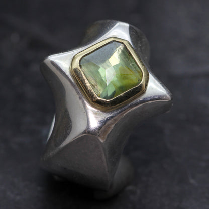 KS Green Zircon , 9ct Gold and Silver ring by Kismet & Slate