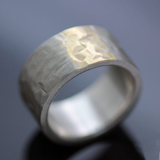 JS Metaxa Chunky 9ct Yellow Gold Sterling Silver Textured Ring