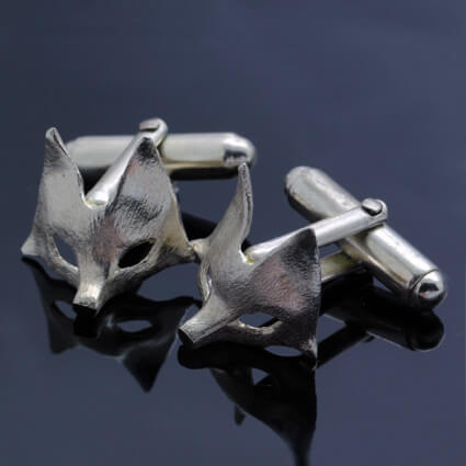 KS Sterling Silver fox mask cufflinks by Kismet & Slate