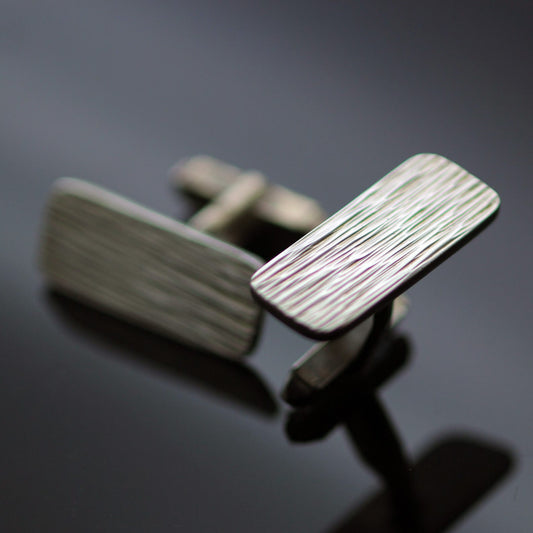 Wheatgrass Sterling Silver Textured Cufflinks