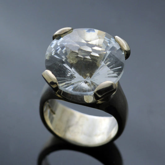 JS WHITE TOPAZ & STERLING SILVER COCKTAIL RING