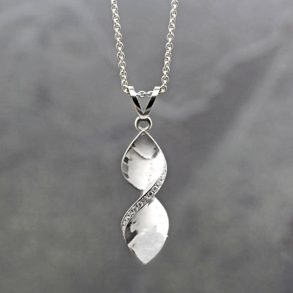 JS Platinum & Diamond Vesica Twist Pendant